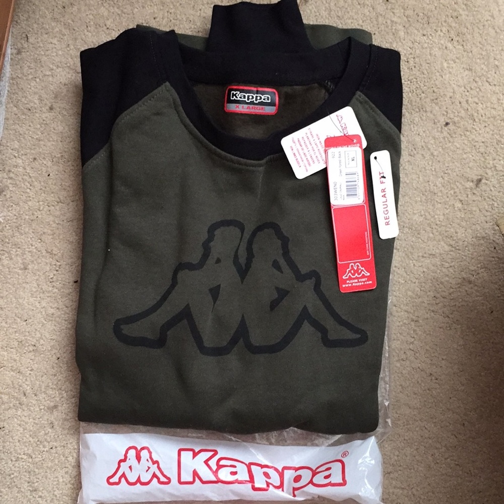 Kappa swearshirt army green and black XL nwt